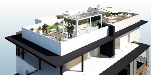  Render di studio piano copertura (tetto giardino)