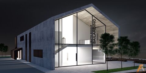  Simulazione tridimensionale notturna del nuovo edificio.